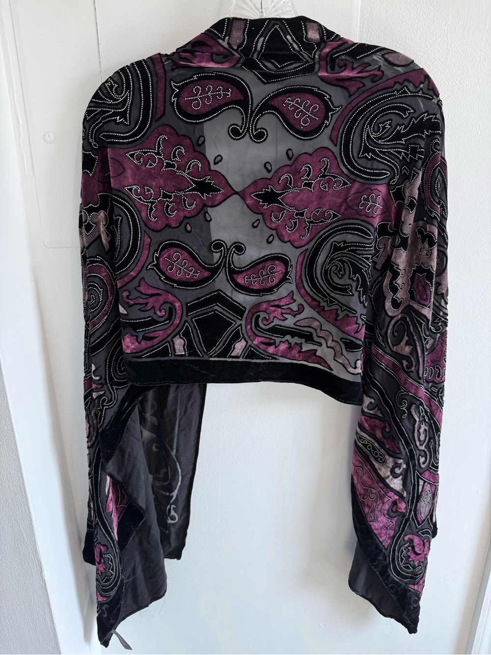 Silk Blend Velvet Shawl with sheer and velvet burnout design